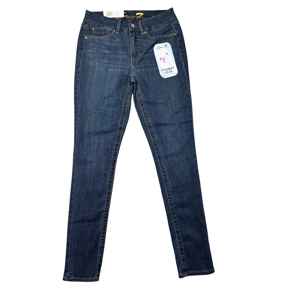 Seven7 Jeans Womens 4 Blue Tummyless Stretch High Rise Skinny Slimming Dark Wash
